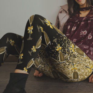Champagner Neujahr feiern Gold Glitzer Leggings