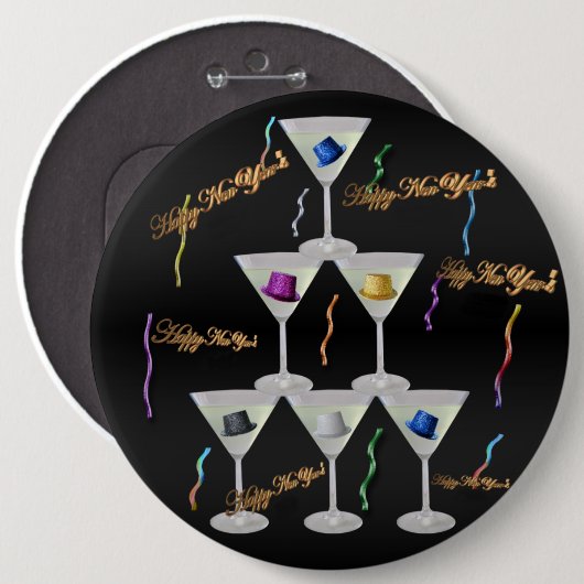 Champagner-Neujahrsfest - Button (Vorne & Hinten)