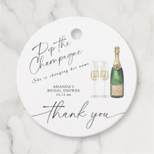 Champagner öffnen - Danke Brautparty Geschenkanhänger