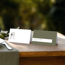 Champagner Olive wood Green Blank Wedding Platzkarte