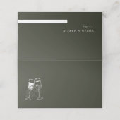 Champagner Olive wood Green Blank Wedding Platzkarte (Außenseite Aufgefaltet)