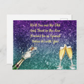 Champagner, ombre Glitzer, Einladung für neue Jahr (Vorne/Hinten)