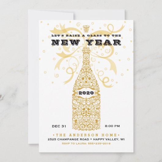 Champagner-Party Einladung (Vorderseite)