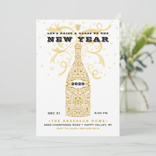 Champagner-Party Einladung (Stehend Vorderseite)