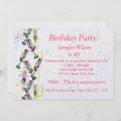 Champagner Party / Geburtstag Einladung (Vorne/Hinten)