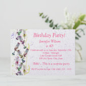 Champagner Party / Geburtstag Einladung (Stehend Vorderseite)