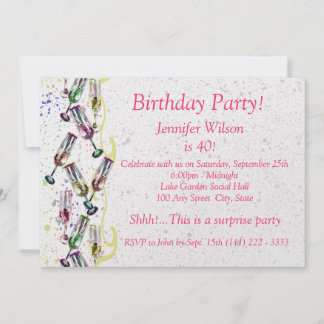 Champagner Party / Geburtstag Einladung