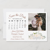 Champagner Peach Rose Kalender & Foto Hochzeit Save The Date (Vorderseite)