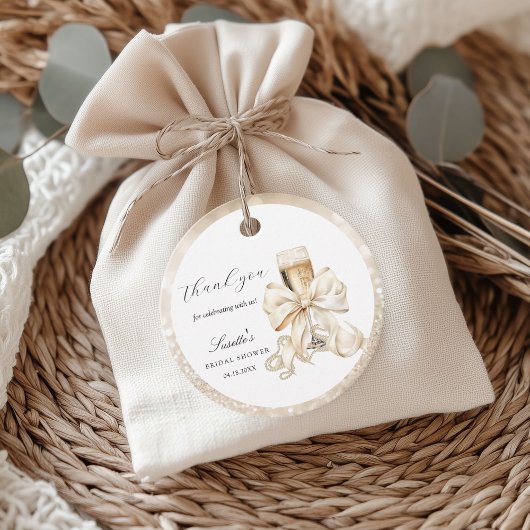 Champagner & Perlen Brautparty Danke Geschenkanhänger