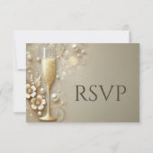 Champagner- & Perlen-Hochzeitsbrause RSVP Karte (Rückseite)