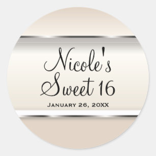 Champagner Perlen Schimmer Chic Hochzeit Geschenk  Runder Aufkleber