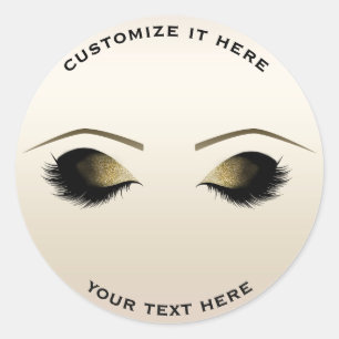 Champagner Perlen-Schimmer-Make-up-Wimpern Glamour Runder Aufkleber