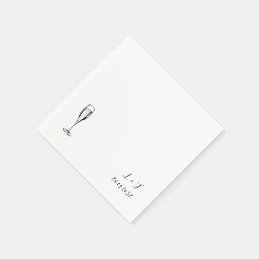 Champagner-Personalisiertes Monogramm-Hochzeitspap Serviette (Ecke)