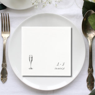 Champagner Personalisiertes Monogramm Hochzeitspap Serviette