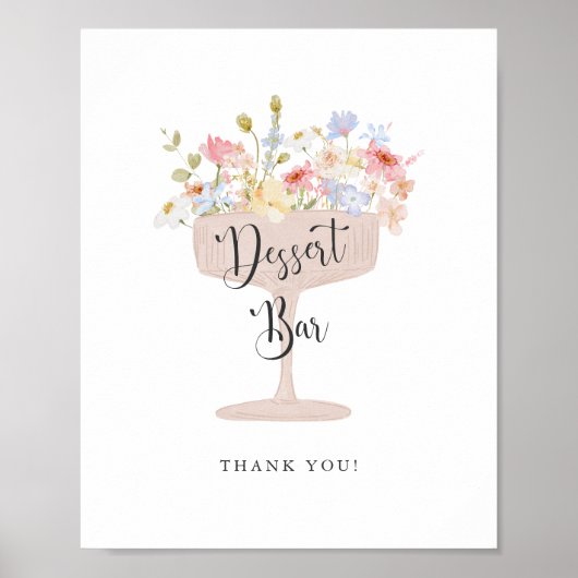 Champagner Petals und Prosecco Dessert Bar Sign Poster (Vorne)