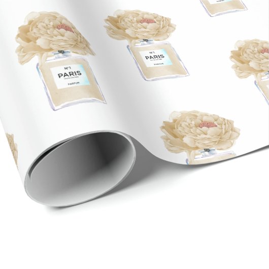 Champagner-Pfingstrosen und Parfüm Floral Geschenkpapier (Rolleneckpunkt)