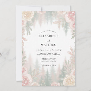 Champagner-Pfirsich-Blüten-Hochzeit Einladung