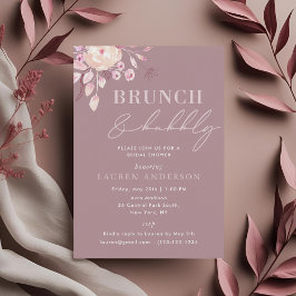 Champagner Pink Blumenbrunch und Bubbly Einladung