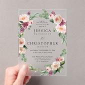 Champagner & Pink Floral 2 Hochzeit Acryleinladungen (Insitu (Handheld))