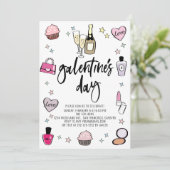Champagner Pink Galentine's Day Party Einladung (Stehend Vorderseite)