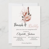 Champagner Pink Rose Brunch & Bubbly Bridal Dusche Einladung (Vorderseite)