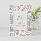 Champagner Pink & Silver Glam Baby Dusche Einladung (Stehend Vorderseite)