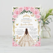 Champagner Pink Vintages Gold Einladung (Stehend Vorderseite)