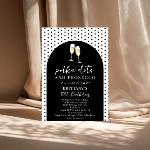 Champagner Polka Punkte und Prosecco Geburtstagsfe Einladung