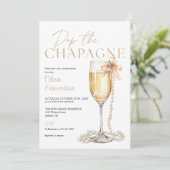 Champagner-Pop Foto-QR-Code-Junggesellinnenabschie Einladung (Stehend Vorderseite)