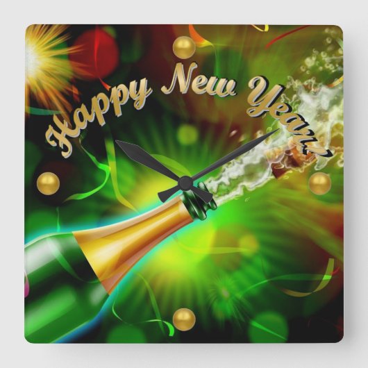 Champagner-Pop Quadratische Wanduhr (Vorderseite)