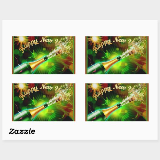 Champagner-Pop Rechteckiger Aufkleber (Blatt)