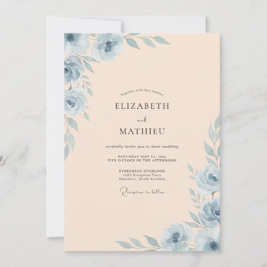 Champagner-Puder-Blatt-Hochzeit Einladung (Vorderseite)
