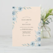 Champagner-Puder-Blatt-Hochzeit Einladung (Stehend Vorderseite)