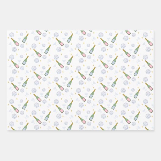 Champagner-Resolutionen Neujahr Geschenkpapier Set (Vorderseite)