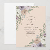 Champagner-Rosa-Blatt-Hochzeit Einladung (Vorne/Hinten)