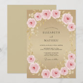 Champagner-Rosa-Blüten-Hochzeit Einladung (Vorne/Hinten)