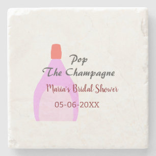 Champagner rosa Brautparty Name Datum einfügen Steinuntersetzer