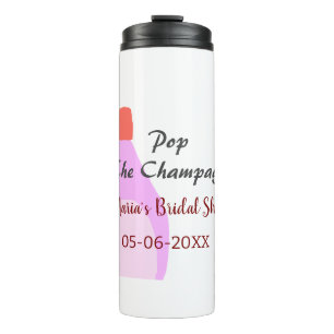 Champagner rosa Brautparty-Name Datum einfügen Thermosbecher