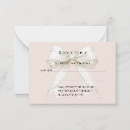 Champagner rosa Elfenbein-Schleife Antwort RSVP Mitteilungskarte