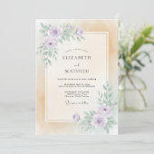 Champagner Rosa Gemalte Hochzeit Einladung (Stehend Vorderseite)
