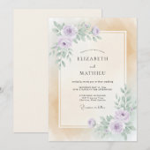 Champagner Rosa Gemalte Hochzeit Einladung (Vorne/Hinten)