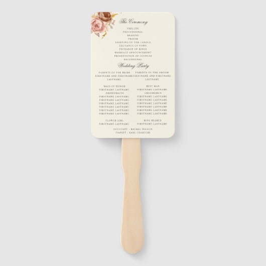 Champagner-Rosa-Goldkranz Fächer (Rückseite)