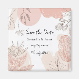 Champagner Rosa - Handgezeichnetes Blumenmagnet Magnet