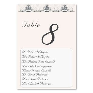 Champagner-Rosa Hochzeitstischnummer Tischnummer