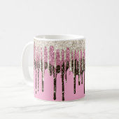 Champagner Rosa Schokolade Eiscreme Glitzer Tropfe Kaffeetasse (Vorderseite Links)