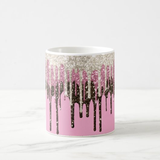 Champagner Rosa Schokolade Eiscreme Glitzer Tropfe Kaffeetasse (Mittel)