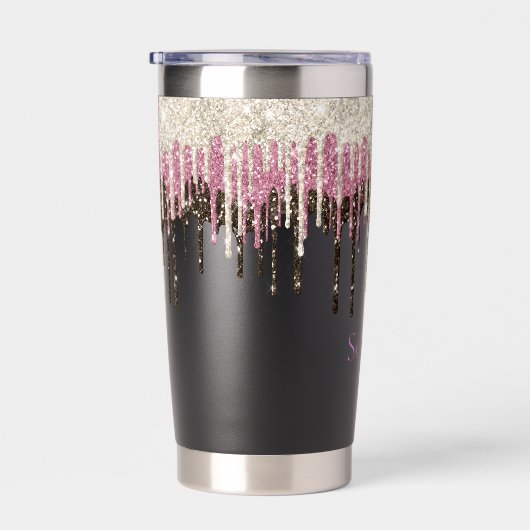 Champagner Rosa Schokolade Eiscreme Glitzer Tropfe Thermobecher (Rechts)