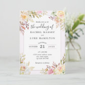 Champagner Rose Chic Wedding Einladung (Stehend Vorderseite)