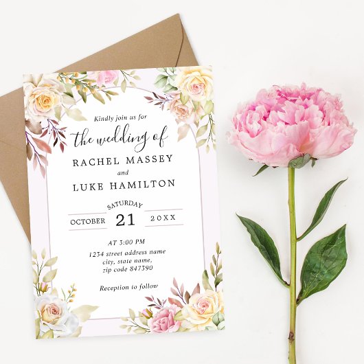 Champagner Rose Chic Wedding Einladung