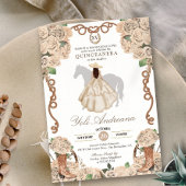 Champagner Rose Cream Floral Charro Quinceanera Einladung